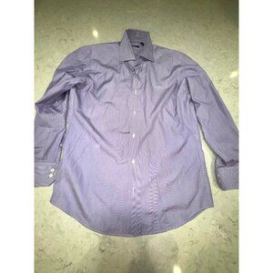 Hugo Boss Long Sleeve Button Down Purple Striped Regular Fit Shirt - 15.5 / 39